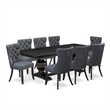 East West Furniture Laneville 9 Pieces Dining Table Set in Black Finish