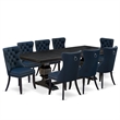 East West Furniture Laneville 9-Piece Kitchen Table Set in Black Finish