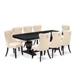 East West Furniture Laneville 9 Pieces Dining Table Set in Black Finish