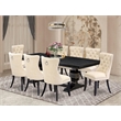 East West Furniture Laneville 9 Pieces Dining Table Set in Black Finish