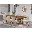 East West Furniture Laneville 9-Piece Kitchen Dining Set in Walnut Finish