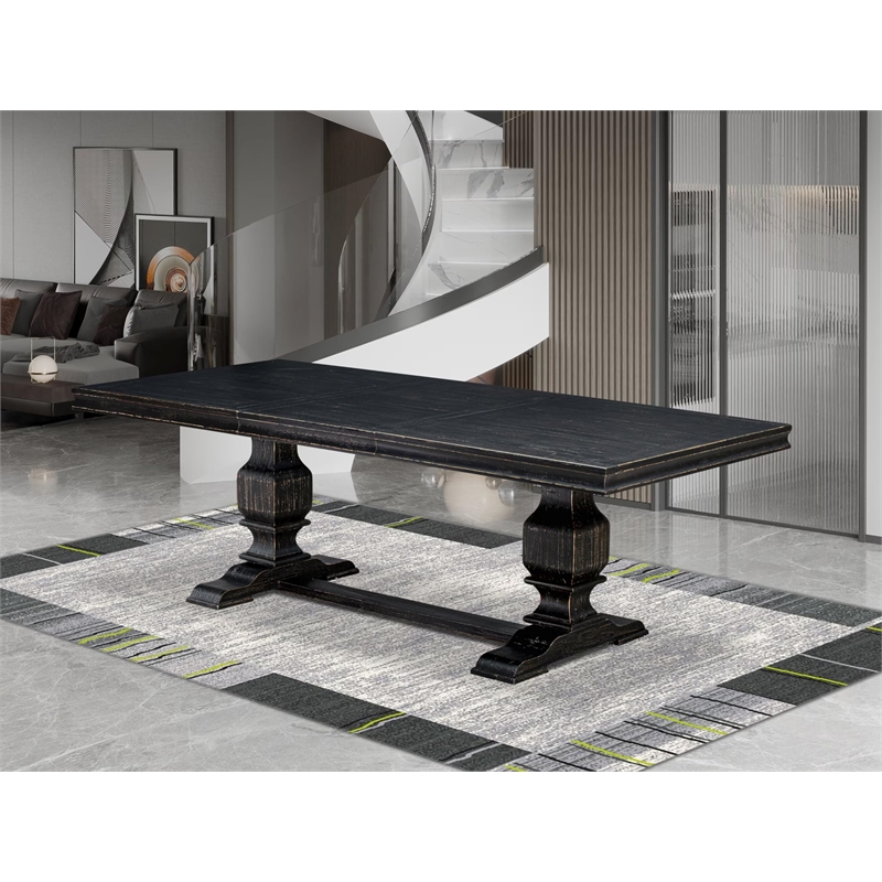 East West Furniture Laneville Modern Dining Table in Black Finish