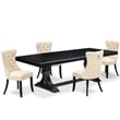 East West Furniture Northcliffe 5-Piece Kitchen Dining Set in Black Finish