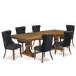 East West Furniture Northcliffe 7-Piece Modern Dining Table Set in Walnut Finish