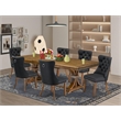 East West Furniture Northcliffe 7-Piece Modern Dining Table Set in Walnut Finish