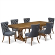 East West Furniture Northcliffe 7-Piece Dining Table Set in Walnut Finish
