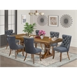 East West Furniture Northcliffe 7-Piece Dining Table Set in Walnut Finish