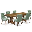 East West Furniture Northcliffe 7-Piece Modern Dining Table Set in Walnut Finish