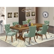 East West Furniture Northcliffe 7-Piece Modern Dining Table Set in Walnut Finish