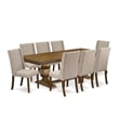 East West Furniture Laneville 9-Piece Modern Dining Table Set in Walnut Finish