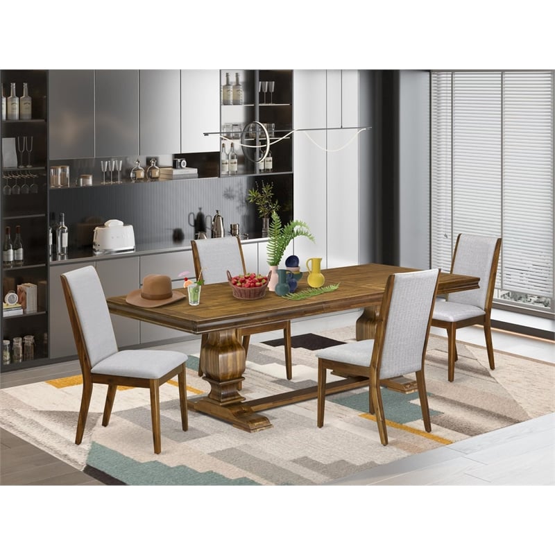 East West Furniture Laneville 5 Pieces Kitchen Table Set in Walnut Finish