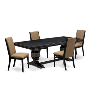 East West Furniture Laneville 5 Pieces Modern Dining Set in Black Finish