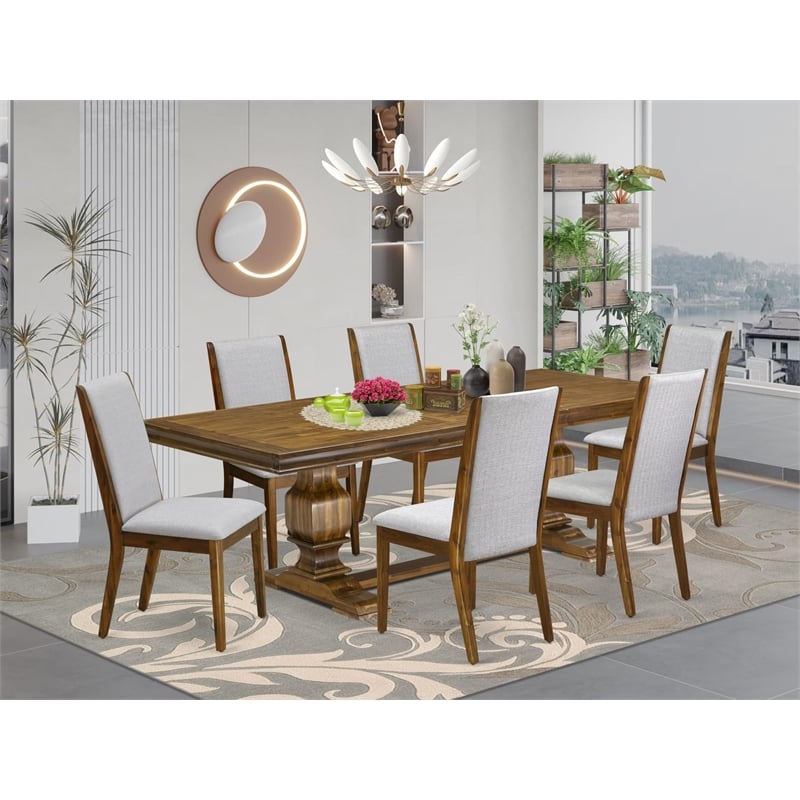 East West Furniture Laneville 7 Pieces Modern Dining Roo in Walnut Finish