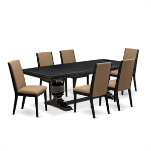 East West Furniture Laneville 7 Pieces Kitchen Set Consi in Black Finish