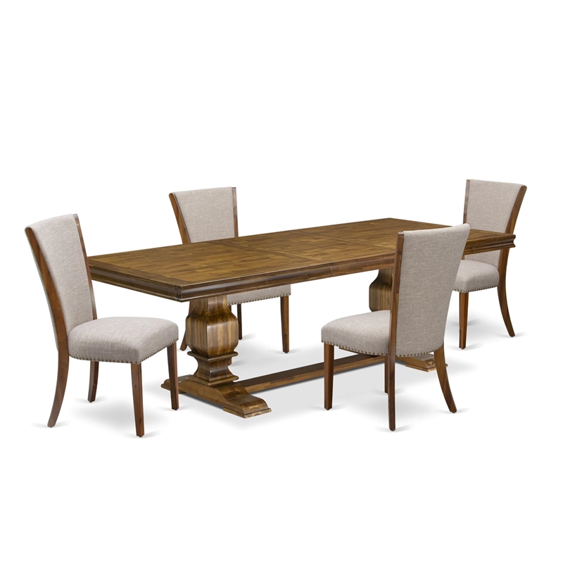 East West Furniture Laneville 5-Piece Kitchen Dining Set in Walnut Finish