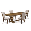 East West Furniture Laneville 5-Piece Kitchen Dining Set in Walnut Finish