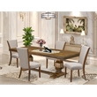 East West Furniture Laneville 5-Piece Kitchen Dining Set in Walnut Finish