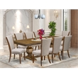 East West Furniture Laneville 9-Piece Dining Table Set in Walnut Finish