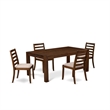 East West Furniture Lismore 5 Piece A Dining Table Set in Walnut Finish