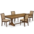 East West Furniture Northcliffe 5-Piece Mid Century Dining Table Set in Walnut