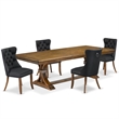 East West Furniture Northcliffe 5-Piece Dining Table Set in Walnut Finish