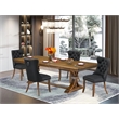 East West Furniture Northcliffe 5-Piece Dining Table Set in Walnut Finish