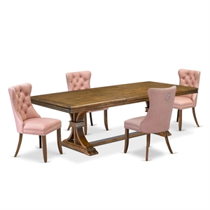 East West Furniture Northcliffe 5-Piece Kitchen Dining Set in Walnut Finish