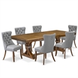 East West Furniture Northcliffe 7-Piece Modern Dining Table Set in Walnut Finish