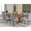 East West Furniture Northcliffe 7-Piece Modern Dining Table Set in Walnut Finish