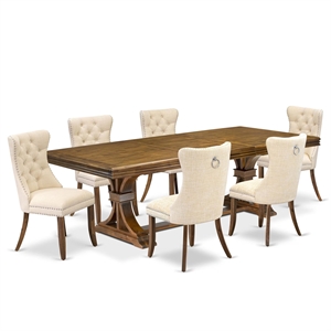 East West Furniture Northcliffe 7-Piece Modern Dining Table Set in Walnut Finish