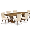 East West Furniture Northcliffe 7-Piece Modern Dining Table Set in Walnut Finish