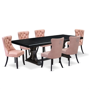 East West Furniture Northcliffe 7 Pieces Dining Set in Black Finish