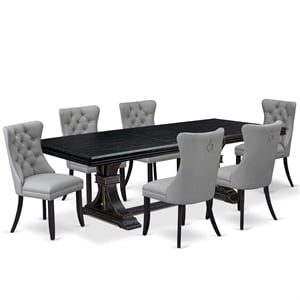 East West Furniture Northcliffe 7-Piece Modern Dining Table Set in Black Finish