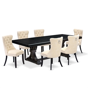 East West Furniture Northcliffe 7-Piece Kitchen Dining Set in Black Finish