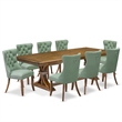 East West Furniture Northcliffe 9-Piece Dining Table Set in Walnut Finish