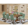 East West Furniture Northcliffe 9-Piece Dining Table Set in Walnut Finish