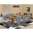 East West Furniture Northcliffe 9-Piece Mid-Century Dining Set in Walnut Finish