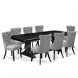 East West Furniture Northcliffe 9-Piece Dining Table Set in Black Finish