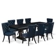 East West Furniture Northcliffe 9-Piece Modern Dining Table Set in Black Finish