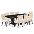 East West Furniture Northcliffe 9-Piece Dining Table Set in Black Finish