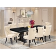 East West Furniture Northcliffe 9-Piece Dining Table Set in Black Finish