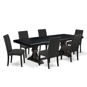 East West Furniture Northcliffe 7-Piece Kitchen Table Set in Black Finish