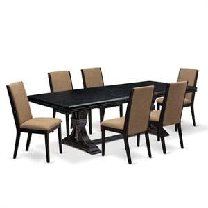East West Furniture Northcliffe 7 Pieces Modern Dining Table Set in Black Finish