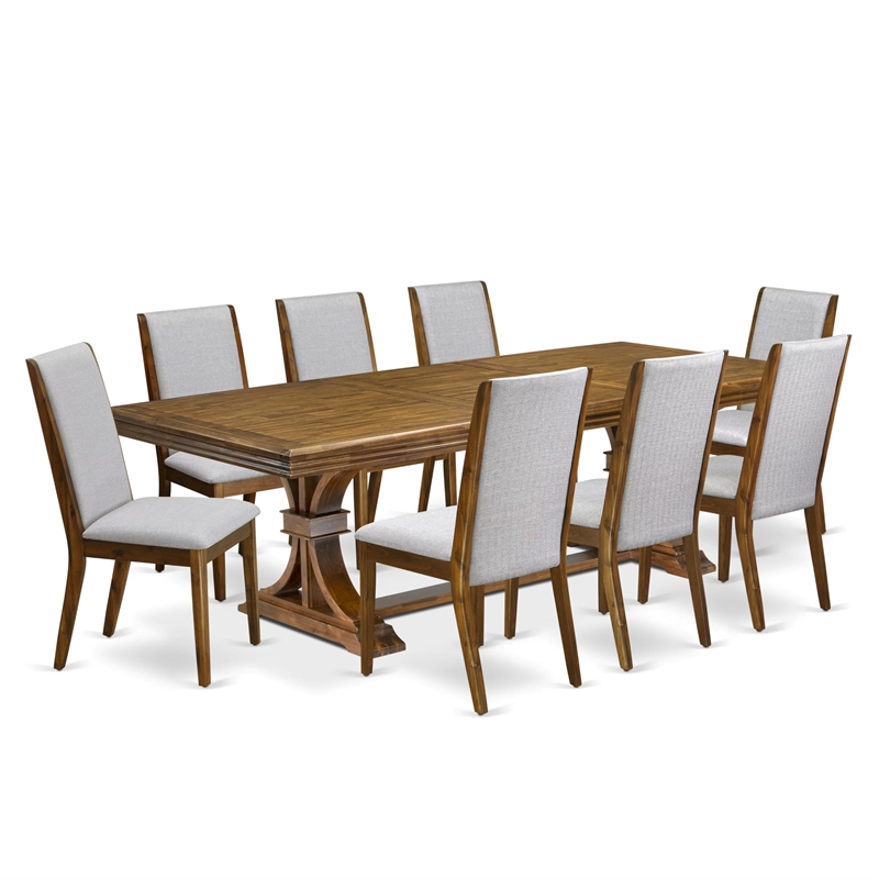 East West Furniture Northcliffe 9-Piece Extendable Kitchen Table Set in Walnut