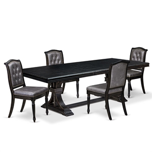 East West Furniture Northcliffe 5-Piece Modern Dining Set in Black Finish