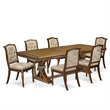 East West Furniture Northcliffe 7-Piece Extendable Dining Room Set in Walnut