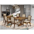 East West Furniture Northcliffe 7-Piece Extendable Dining Room Set in Walnut