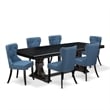 East West Furniture Northcliffe 7-Piece Kitchen Dining Set in Black Finish