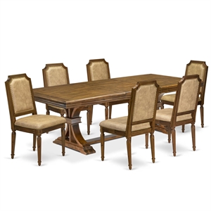 East West Furniture Northcliffe 7-Piece Kitchen Table Set in Walnut Finish