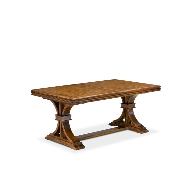 East West Furniture Northcliffe 9-Piece Dining Table Set in Walnut Finish